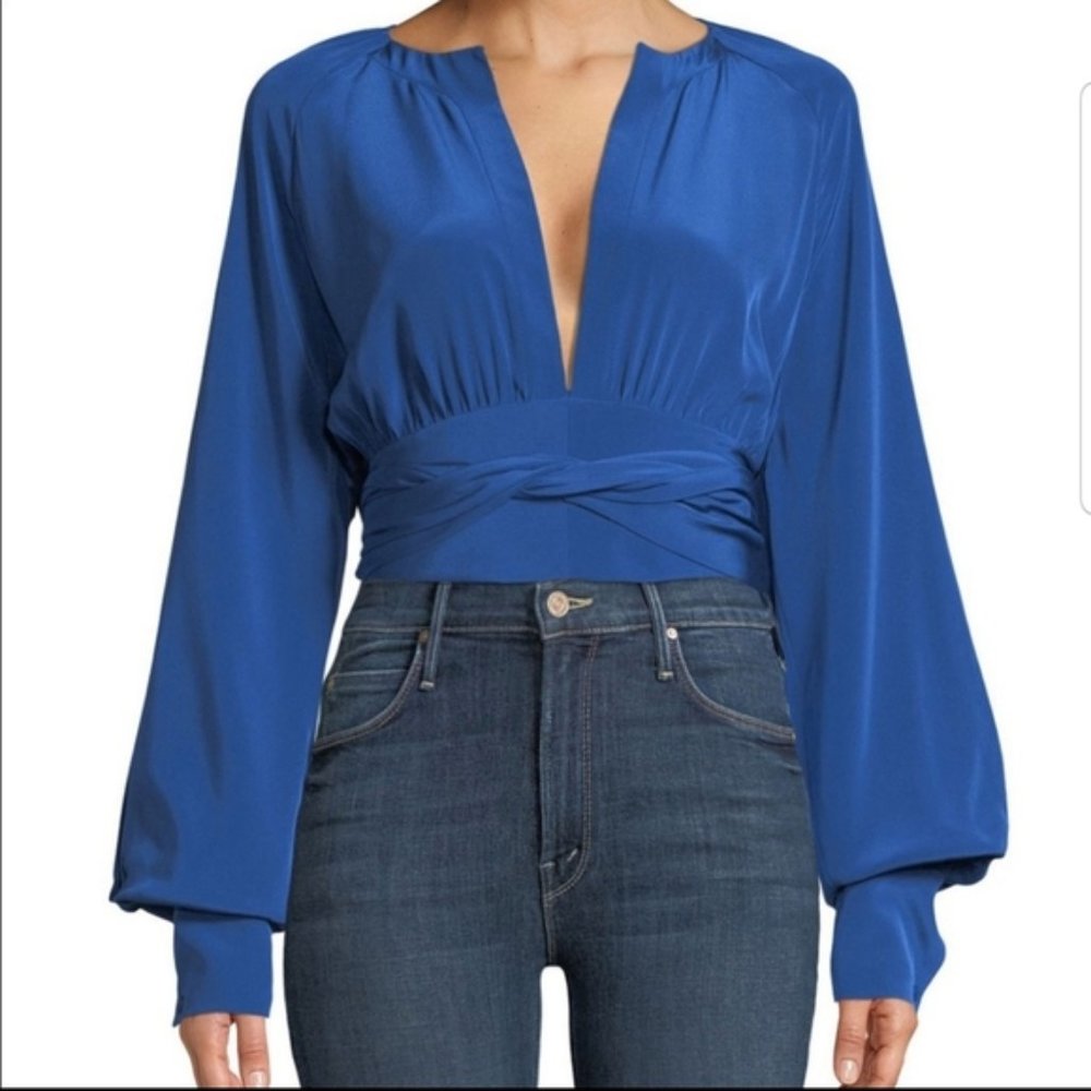 NWT! Diane Von Furstenberg Silk Keyhole Blouse